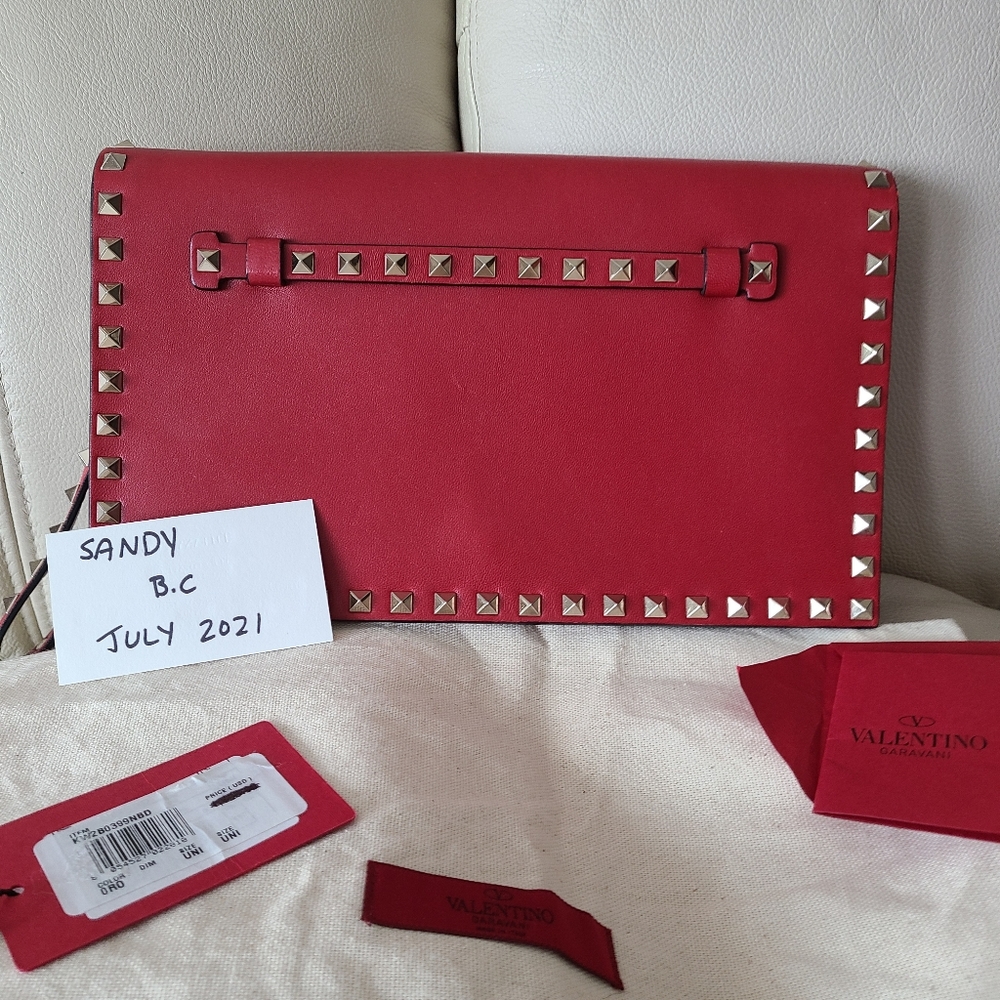 Valentino red rockstud clutch - Picture 1 of 16